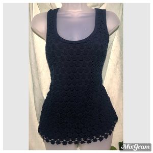 🛍 5/20 j Crew Navy Blue Crochet Tank sz s